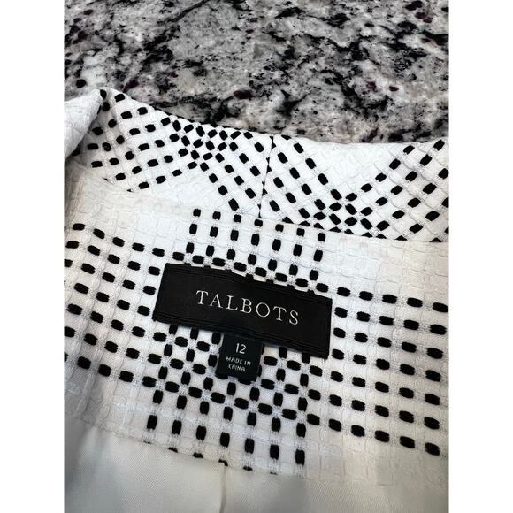 Talbots women’s jacket size 12 zip blazer coat black and white - Picture 9 of 15